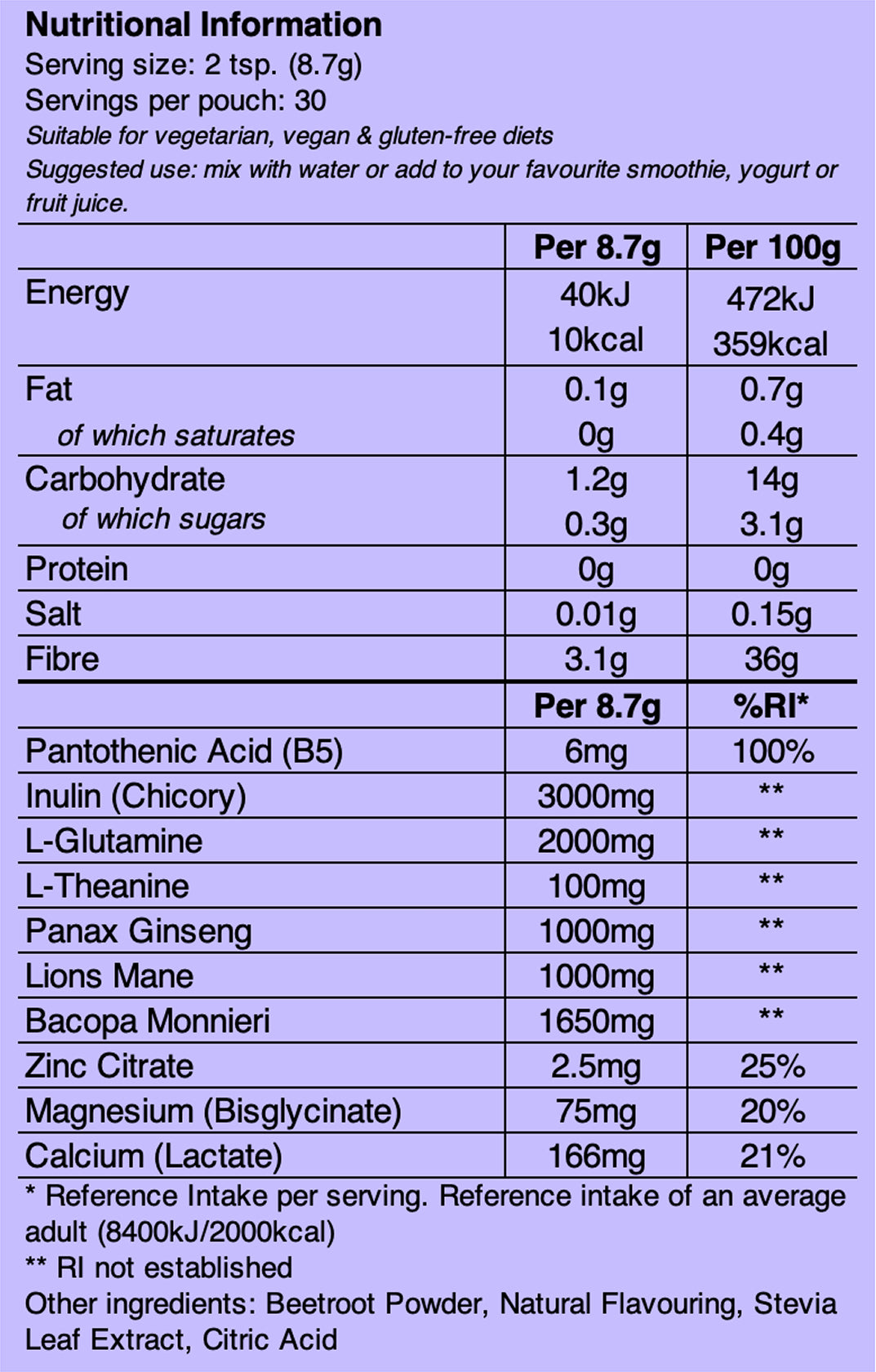 Nutritional Information